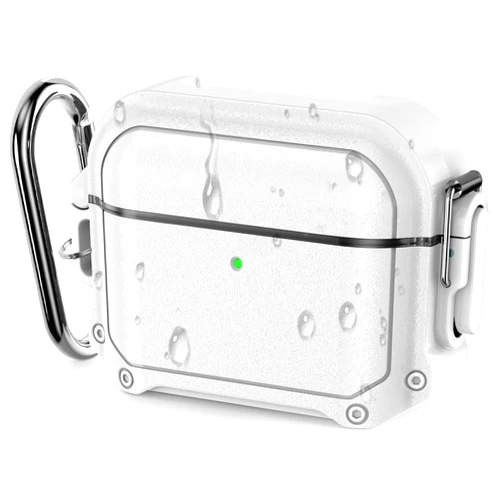 Ensfomte Waterproof for Airpods Pro 2/1 Case with Lock, for AirPods Pro 2nd/1st Generation Case Cover with Carabiner, Rugged Tough Protection, Hard Shell for USB-C, Anti Scratch Case for AirPods Pro (White)