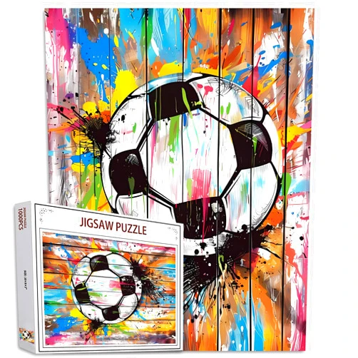 Tucocoo Street Banksy Graffiti Football Jigsaw Puzzle，Graffiti Sports Balls 1000 Pieces Jigsaw Puzzles for Adults，27 x 20 Inches Puzzles for Families，HD Quality Lovely Sports Puzzle Gift，Activity Game Nights