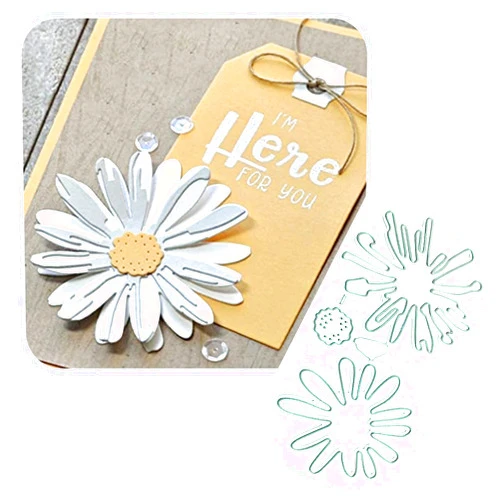 FAWENUCY Scrapbooking Die-Cuts, Happy Birthday Ballon Metal Cutting Dies for Card Making, Paper Craft Punch Template, Background Embossing Stencils, DIY Album Décor (Layer Chrysanthemum-8.5x5cm)