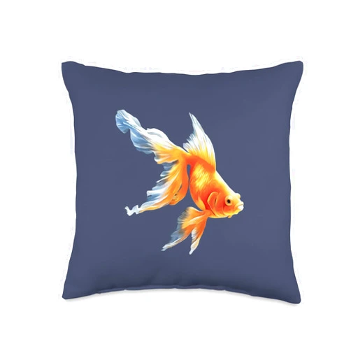 Pet Goldfish Gifts And Fancy Fish Tees by taiche Goldfish Realistic Vector Cut Out Isolated Throw Pillow, 16x16, Multicolor