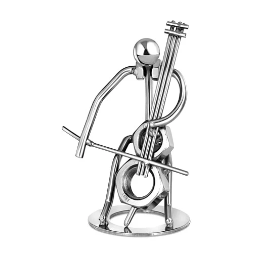 Broadway Gifts Co. Broadway Gift Cello Player Silver Tone 6 inch Table Metal Decorative Musician Tabletop Figurine