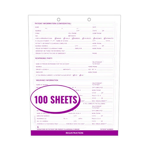 Doctor Stuff Medical and Dental Patient Registration Forms, 8-1/2