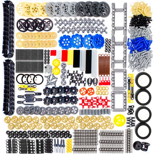 ASTEM 836PCS Technic-Parts Building-Block MOC Technical-Vehicles-Gears Technical Lots Pack Bulk Toys Accessories Pieces Sets, Chain Link Pins Connector Joints Bricks