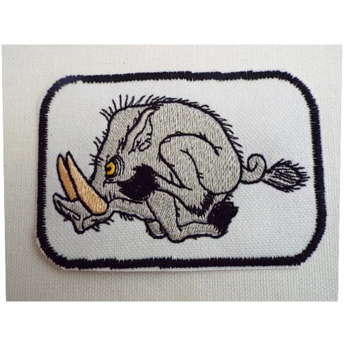 Generic Gray Hog Boar Pig Razorback Warthog Embroidered Iron On Patch