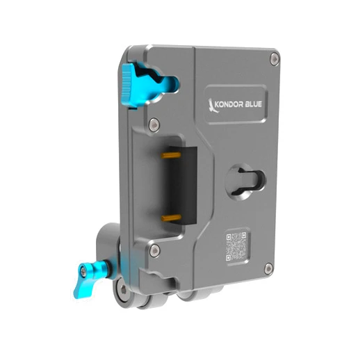 KONDOR BLUE | Gold Mount Pro Battery Plate with Swiveling Rod Block | ARRI-Style Anti-Twist mounts, M4 mounts & Output/Input Capability | Space Gray