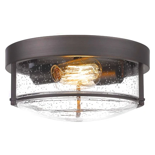 FEMILA Flush Mount Lighting Fixture, 12inch 2-Light Metal Ceiling Light Fixtures, Oil Rubbed Bronze Finish with Seeded Glass, 4FTJ22-F ORB
