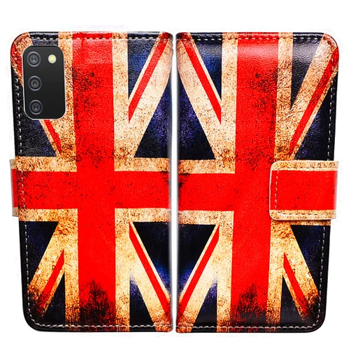 Bcov Case for Samsung Galaxy A02s, Retro Union Jack Flag Leather Flip Phone Case Wallet Cover with Card Slot Holder Kickstand for Samsung Galaxy A02s