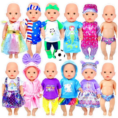 WONDOLL 10 Sets 14-16-Inch-Baby-Doll-Clothes-Outfits Dress Headbands Accessories Compatible with 43cm New Born-Baby-Doll, 15-inch-Baby-Doll, 18-Inch Doll