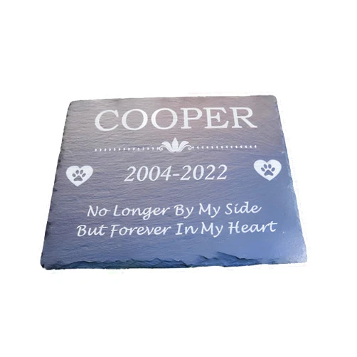 Handmade Custom Pet Memorial Slate Stone, Personalized 8x10 Dog Memorial Stone, Pet Grave Marker for Pet Dog Cat Horse, Headstone, Pet Headstone, Memorial Stone You Can Customize (Design 1)