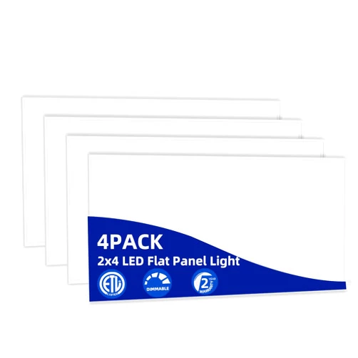 WYZM 4 Pack 2x4 LED Flat Panel Light, 2 ft. by 4 ft. LED Light Panel, Ceiling Lighting Fixture, 7800 Lumens, 5000K 0-10V Dimmable Recessed Drop Ceiling Fixture for Office Retail Shop,White,ETL Listed.