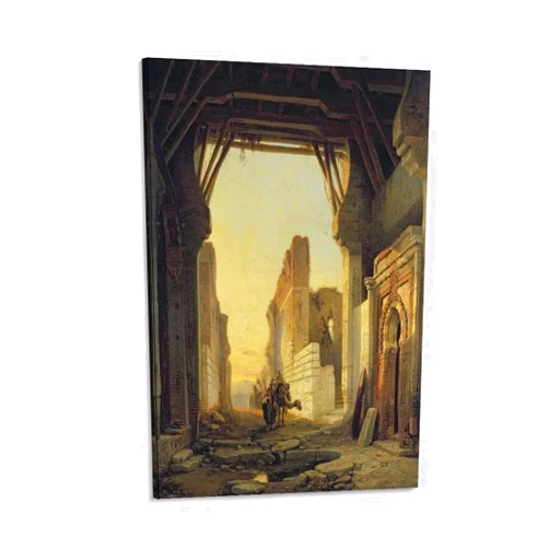 QQCBDII Francois Antoine Bossuet,The Gates of El Geber in Morocco,art Prints,Vintage Art,canvas Wall Art,famous Art Prints, Poster Decorative Painting Canvas Wall Art Living Room Posters Bedroom Painting 08x1