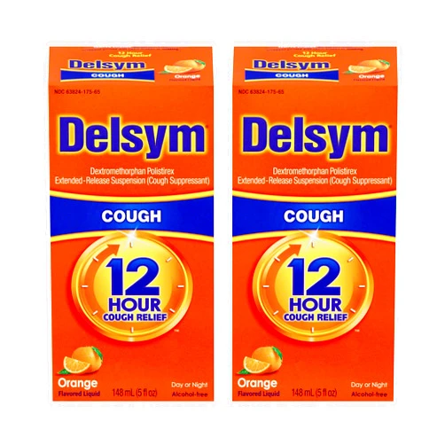 Delsym Adult Cough Suppressant Liquid, Orange Flavor, 5 Ounce (Pack of 2)