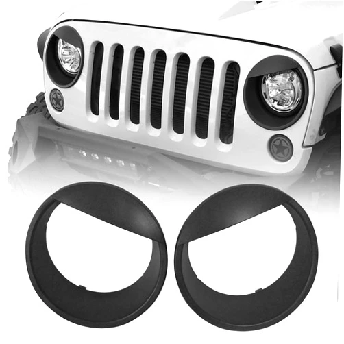Hooke Road Wrangler Headlight Cover Angry Bird Bezels Trim Matte Black Accessories for 2007-2015 Jeep JK Wrangler & Unlimited - Pair