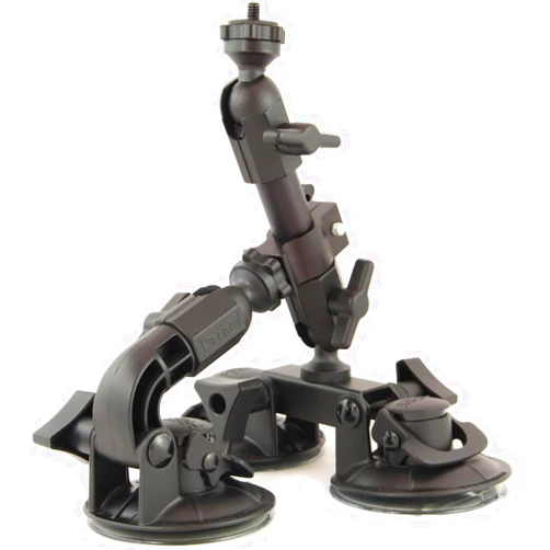 Delkin Devices Fat Gecko Triple Suction Camera Mount - Powerful Suction Cup Camera Mount for Car, Motorcycle, Desk, Window | Secure and Adjustable Action Camera Holder for Video Recording