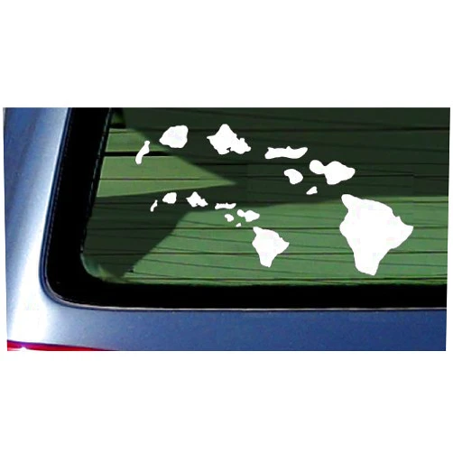 Stickermatic Islands of Hawaii Chain Vinyl Decal Hawaiian Island Stickers White Car Window Decals