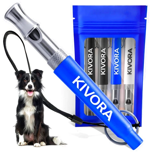 KIVORA 4 Pack Dog Whistle to Stop Barking Neighbors Dog,304 Stainless Steel Adjustable Ultrasonic Silent Dog Training Whistle for Recall & Bark Control,Professional Whistle Suitable for All Dogs