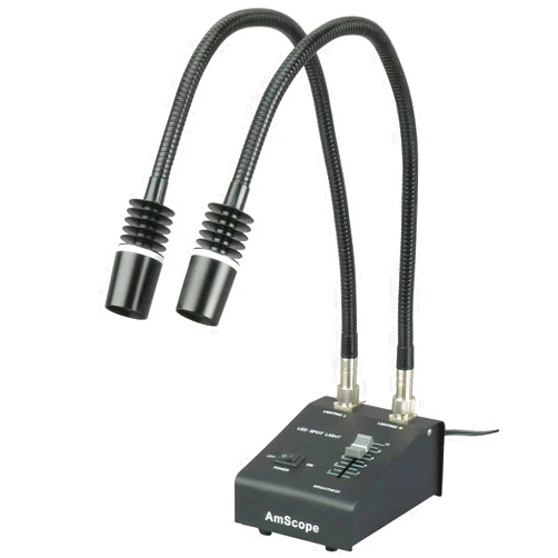 AmScope LED-6W Powerful 6 Watt LED Dual Gooseneck Lights Illuminator, Black, 1 Count (Pack of 1)