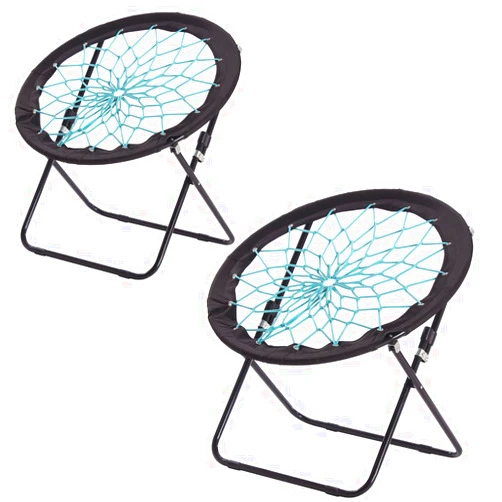 CampLand Bunjo Bungee Dish Chair-Versatile Folding Chair with Fun Bouncy Design-for Room Garden Dorm Rooms and Lounging in Living Rooms Set of 2pcs