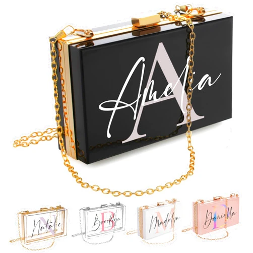 Customization Mill Personalized Initial Acrylic Purse with Name