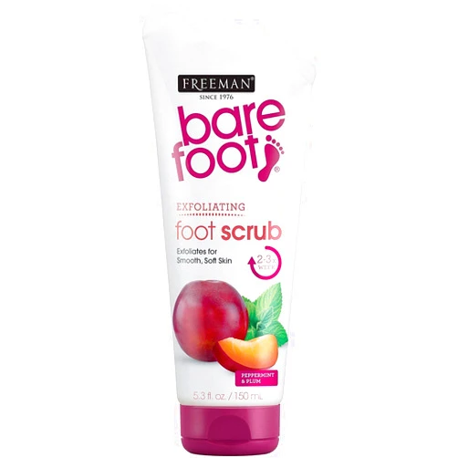 Freeman Bare Foot Exfoliating foot scrub Peppermint and Plum 5.3 oz( Packs of 2)