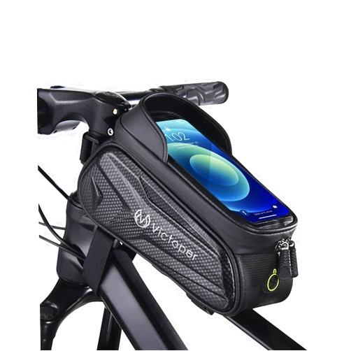 Victoper Bike Phone Front Frame Bag, Waterproof Bicycle Tube Bag, 2L PPU Cycling Pouch Bike Bag, Bike Accessories Bag for Men Women Adults Compatible Phone Under 7”