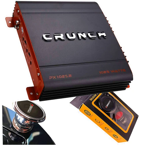 Crunch PX-1025.2 1000 Watts Power X Two Channel Car Audio Amplifier with Gravity Magnet Phone Holder Bundle
