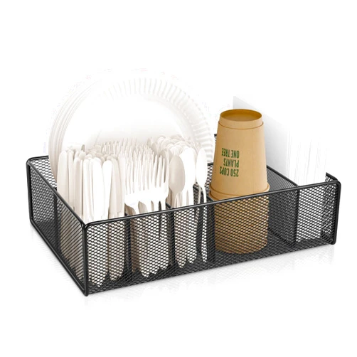 ZZDWLDHA Paper plate organizer for Kitchen Countertop,Flatware Utensil Caddy,Utensil Holder Organizer with 6 Compartments for for Kitchen,Picnic,Indoor/Outdoor Dinner Parties,BBQ