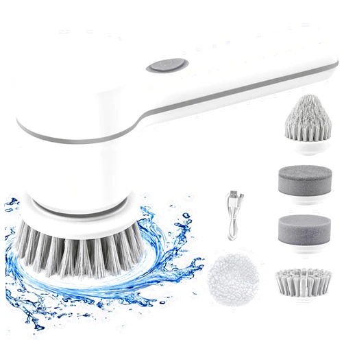YINGSL Electric Spin Scrubber - Shower Scrubber,Bathroom Scrubber Electric,for Cleaning Tub, Floor, Tile, Window, Sink, Kitchen Cleaning with 5 Electric Cleaning Brush Head