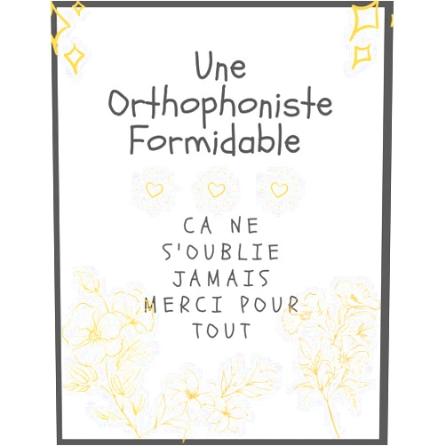 Djawad BH Une Orthophoniste Formidable.ca ne s'oublie jamais merci pour tout: Carnet de Notes | Cadeau Original D’anniversaire, Noël ou Appréciation Pour Orthophoniste, Femme, Amie et Collègue (French Edition)