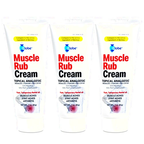 Globe (3 Pack) Globe Ultra Strength Greaseless Muscle Rub Cream (3 oz). Compare to The Active Ingredients of Greaseless Bengay, 10% Menthol & 15% Methyl Salicylate (3 Pack)