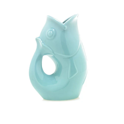 Gurgle Pot Aqua 9 1/2 Inches High