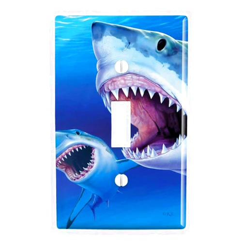 GRAPHICS & MORE Great White Sharks Ocean Pair Scuba Diving Plastic Wall Decor Toggle Light Switch Plate Cover