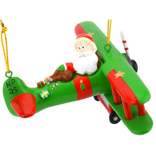 Tree Buddees Large Funny Aviator Santa Flying Plane Losing Presents Christmas Ornaments