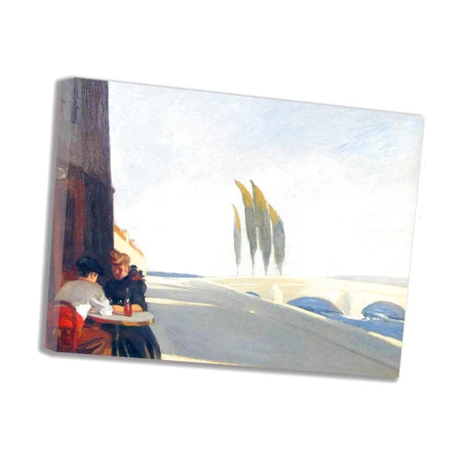 JIBFFDH Edward Hopper 《Bistro》Framed Canvas Paintings Wall Art Canvas Poster and Prints for Bedroom and Living Room Home Decor (30x40cm-12x16inch),Framed