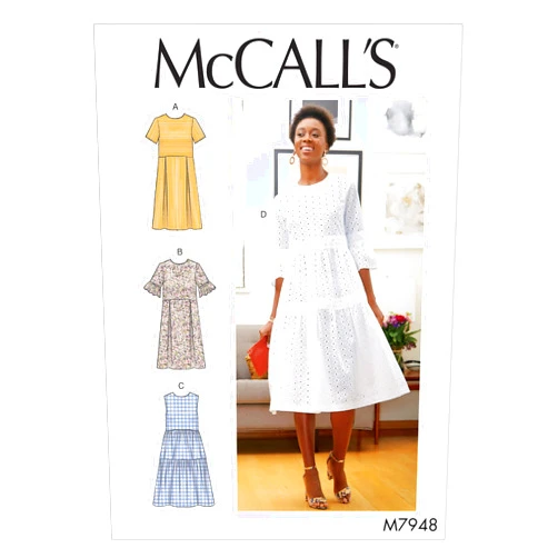 McCall's Patterns McCall's Women's Knee Length Pleated Dress, Sizes 14-22 Sewing Pattern, White