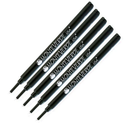Pen Savings Combo Pack, Monteverde G23 Rollerball Pen Refills, Medium Point, 5 Pack, Bulk Packed (Black)