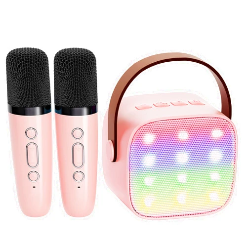 YLL Mini Karaoke Machine for Kids Adults, Portable Bluetooth Speaker with 2 Wireless Microphones,Toys Birthday Gifts for Girls Ages 4, 5, 6, 7, 8,9,10,11,12+ Years Old Toddler Teens (Lightpink)