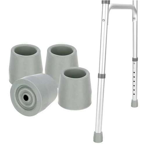 MFE 4-Pack Walker Tips, Universal Walker Tips with Skid-Resistant Traction and Easy Installation, Premium Rubber Attachments for Standard Walkers and Commodes