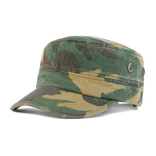 VOBOOM Washed Cotton Military Cadet Army Caps Unique Design Vintage Flat Top Hat