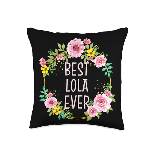 Mother's Day 2024 Gifts For Filipino Grandma Mothers Day Floral Best Lola Ever Filipino Grandma Throw Pillow