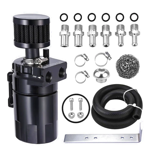 EVIL ENERGY Baffled Oil Catch Can,Oil Separator Catch Can with Breather Filter 300ml Universal Aluminum
