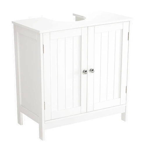 Iwell Pedestal Sink Storage Cabinet with 2 Doors and Shelf, Under Sink Cabinet, Bathroom Sink Cabinet with U-Shape, White