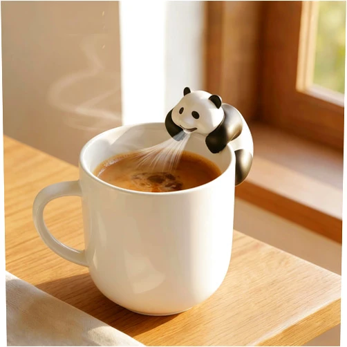 Dimind Mini Food Cooling Fan, USB Rechargeable Beverage Cooler for Coffee Tea Milk, 3-5 Min Fast Cooling Portable Mug Chiller, Cute Panda Desk Accessory for Home Office Kitchen