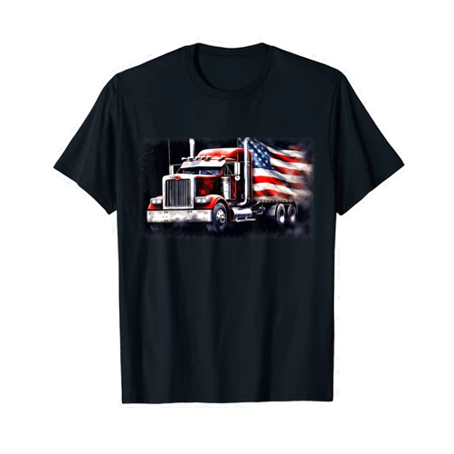 American Flag Truck Driver US American Flag Semi Truck Driver Trucker T-Shirt