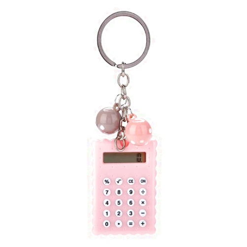 FOSA Mini Calculator, Portable Cute Cookies Pocket Key Chain Calculator, Candy Color Digits Electronic Calculator with Silicone Buttons, 2 in 1 Calculator Key Chain