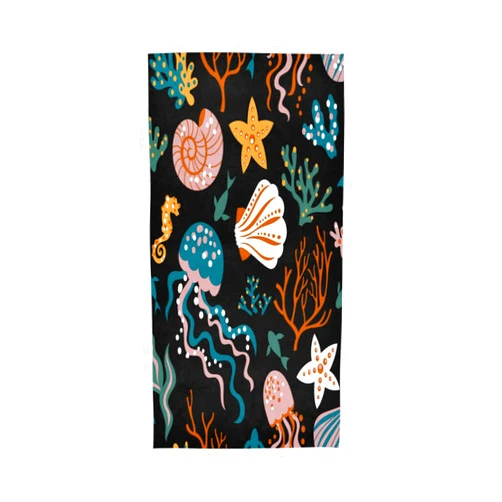 Lhammer Undersea Outopus Kitchen Hand Towel Corals Seashells Bathroom Hanging Towel 30x15 Inch Super Absorbent Guest Fingertip Towel Washcloth Holiday Decor Soft for Yoga Spa Gym