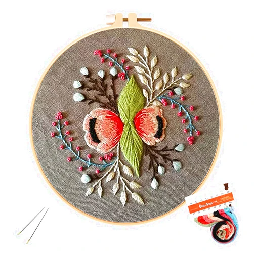 Louise Maelys Embroidery Starter Kit Full Range of Stamped Cross Stitch Kits for Beginner Including Embroidery Cloth with Pattern, Embroidery Hoop, Color Threads, Tools Kit