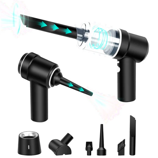 Honlibey Handheld Vacuum Cordless, 8000Pa Mini Vacuum Cleaner Desk Vacuum, 120W High Power Car Vacuum 2 in 1 Air Duster, Keyboard Vacuum with LED Light & Multi-Nozzles for Car, Computer, Sewing Machine