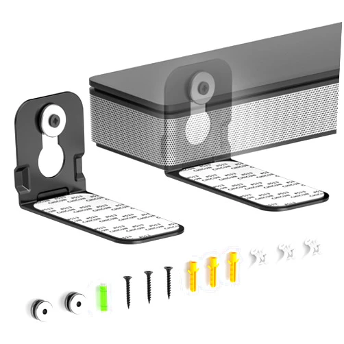 Yibracki Universal Soundbar Wall Mounts Bracket for Samsung, Sony, LG, Nakamichi, Polk Audio, Vizio, Roku, Onn Soundbar Mounting Under TV Heavy-Duty Floating Sound bar Mount Shelves Hold Up to 20Lbs
