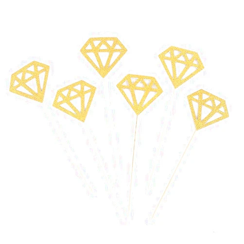 ZOOYOO Gold Glitter Diamond Cupcake Toppers Cake Decoration,24pcs.